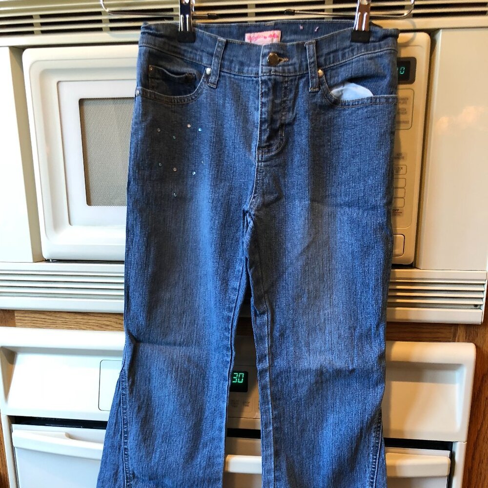 Candie's Girls Floral Embroidered Boot Cut Jeans Size 14